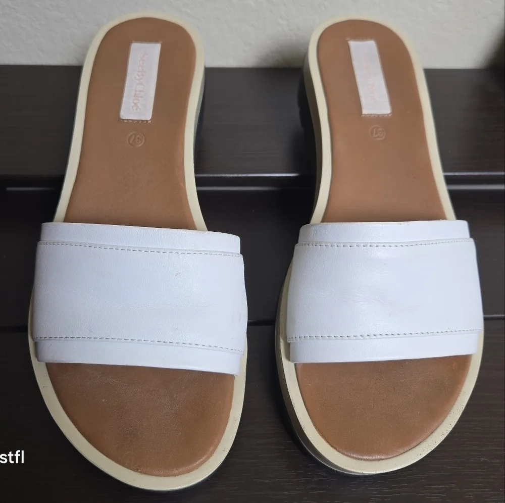 See by Chloe Robin Leather Platform Slide Sandal 37 Sandal - Picture 2 of 5